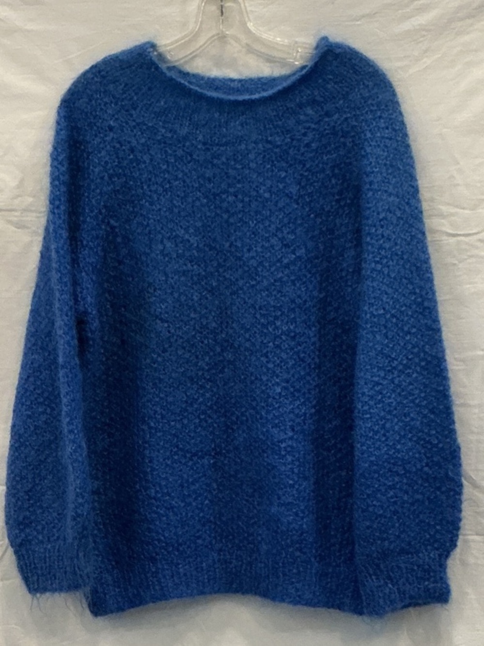 Artisanal British Hand Knitted by Pip Hues Vibrant Blue Chunky Mohair Sweater